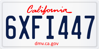 CA license plate 6XFI447
