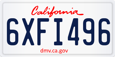 CA license plate 6XFI496