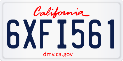 CA license plate 6XFI561