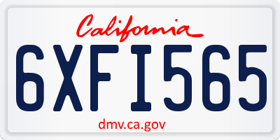 CA license plate 6XFI565