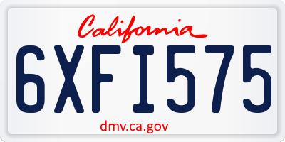 CA license plate 6XFI575