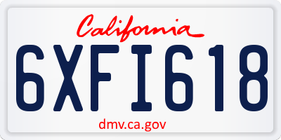 CA license plate 6XFI618