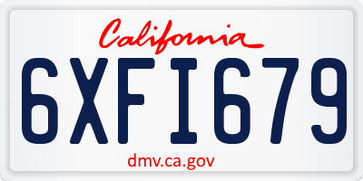 CA license plate 6XFI679
