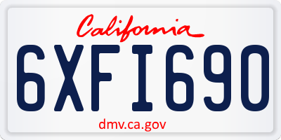CA license plate 6XFI690