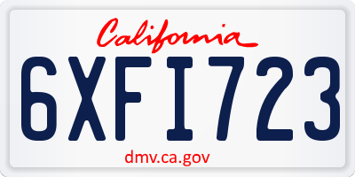 CA license plate 6XFI723