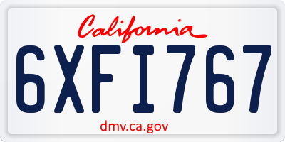 CA license plate 6XFI767