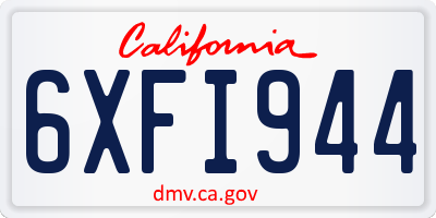 CA license plate 6XFI944