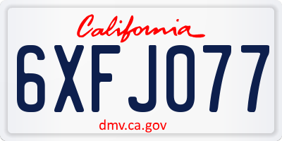 CA license plate 6XFJ077