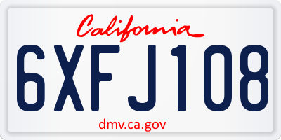 CA license plate 6XFJ108