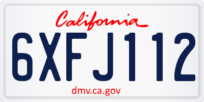 CA license plate 6XFJ112