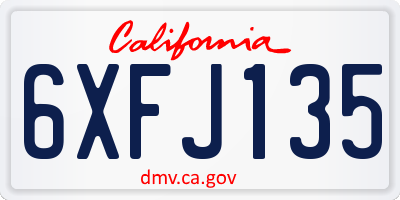 CA license plate 6XFJ135