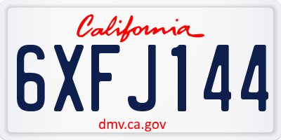CA license plate 6XFJ144