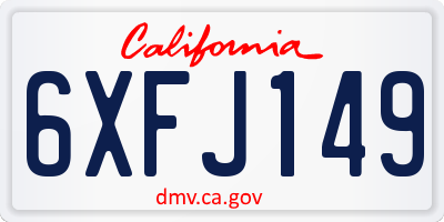 CA license plate 6XFJ149
