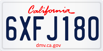CA license plate 6XFJ180