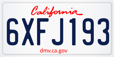 CA license plate 6XFJ193