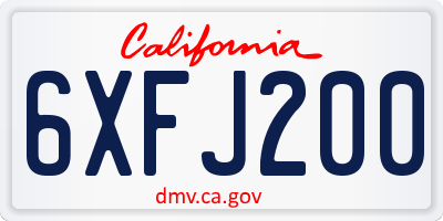 CA license plate 6XFJ200