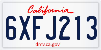 CA license plate 6XFJ213