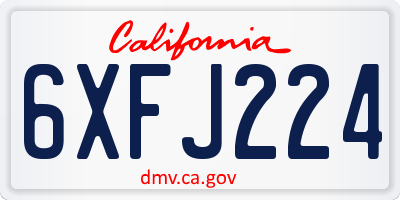 CA license plate 6XFJ224