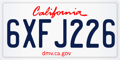 CA license plate 6XFJ226