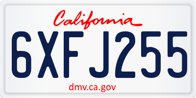 CA license plate 6XFJ255