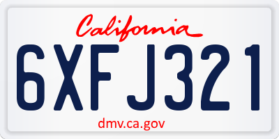 CA license plate 6XFJ321