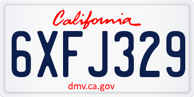 CA license plate 6XFJ329