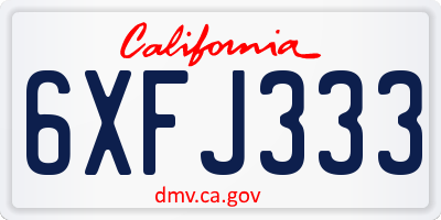 CA license plate 6XFJ333