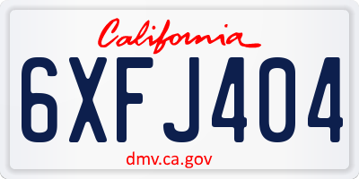 CA license plate 6XFJ404