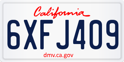 CA license plate 6XFJ409