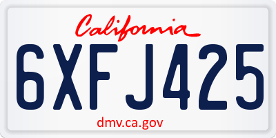 CA license plate 6XFJ425