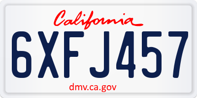 CA license plate 6XFJ457