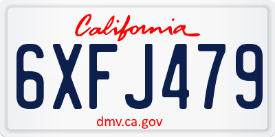 CA license plate 6XFJ479