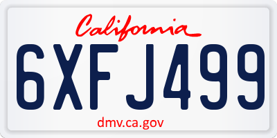 CA license plate 6XFJ499