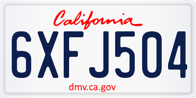 CA license plate 6XFJ504