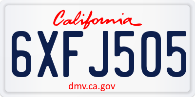 CA license plate 6XFJ505