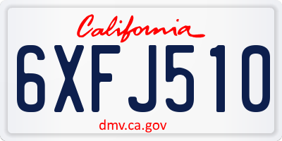 CA license plate 6XFJ510