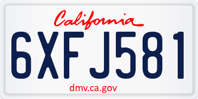 CA license plate 6XFJ581
