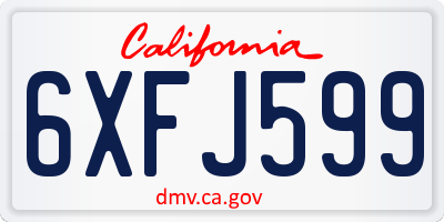 CA license plate 6XFJ599