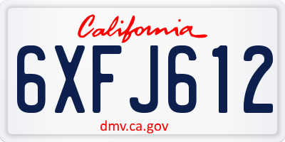 CA license plate 6XFJ612