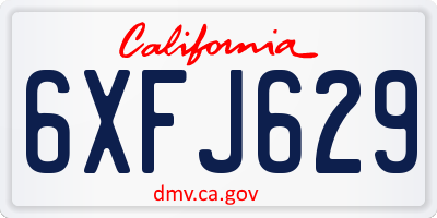 CA license plate 6XFJ629