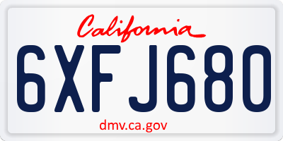 CA license plate 6XFJ680
