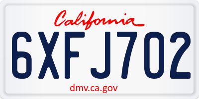 CA license plate 6XFJ702
