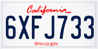CA license plate 6XFJ733