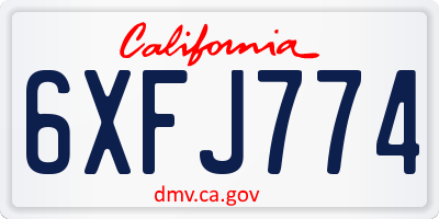 CA license plate 6XFJ774