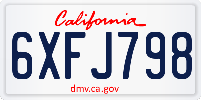 CA license plate 6XFJ798