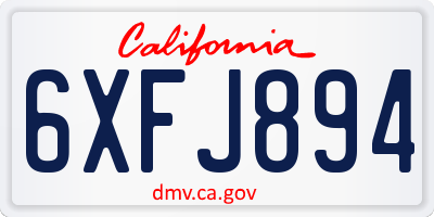 CA license plate 6XFJ894