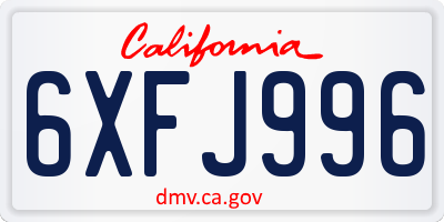 CA license plate 6XFJ996
