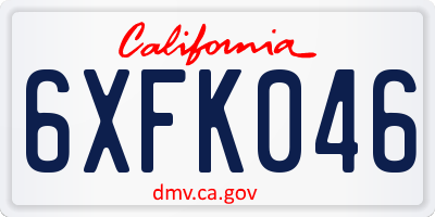 CA license plate 6XFK046