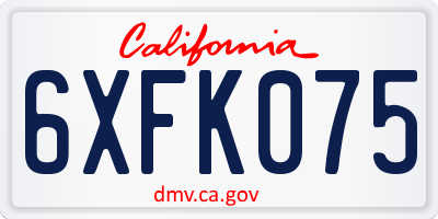 CA license plate 6XFK075