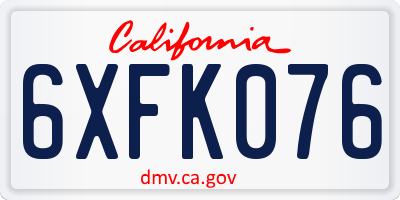 CA license plate 6XFK076